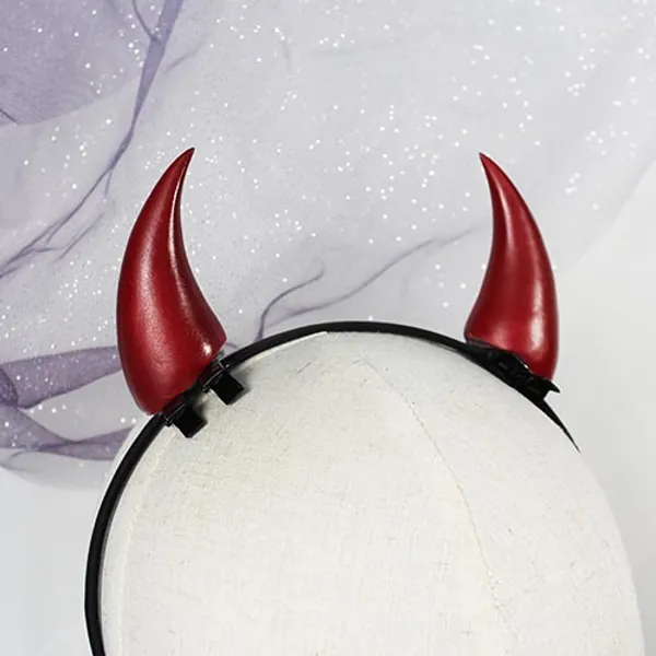 Handcrafted Curvy Devil Horn Hairclips - Red [8cm]