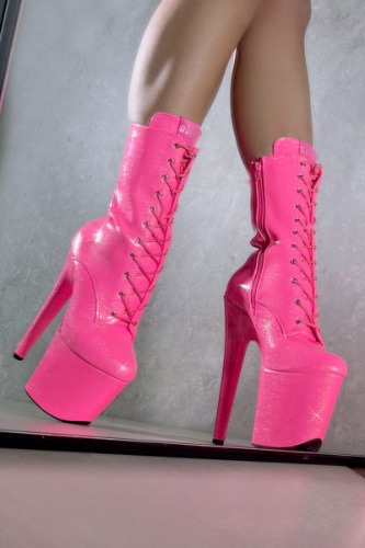 Hella Heels The Glitterati 8inch Boots - Juicy Pink Burst | Pink / UK8 / EU41 / US10