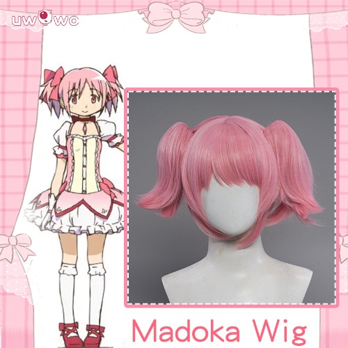 Uwowo Anime Puella Magi Madoka Magica Cosplay  Wig Kaname Madoka Wig Short Pink Hair | Default Title