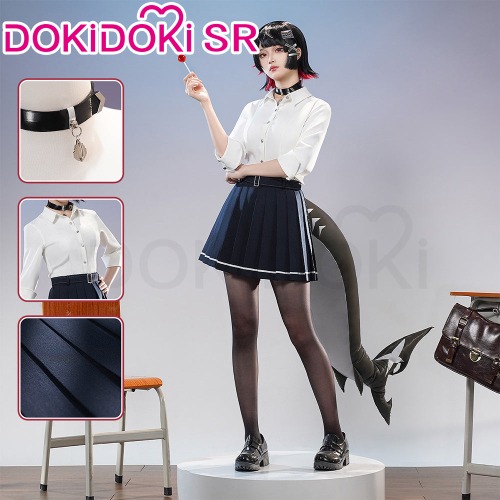 DokiDoki-SR Game Zenless Zone Zero Cosplay Ellen Joe Costume School Uniform Co. Shark | Costume Only-M-Order Processing Time Refer to Description Page