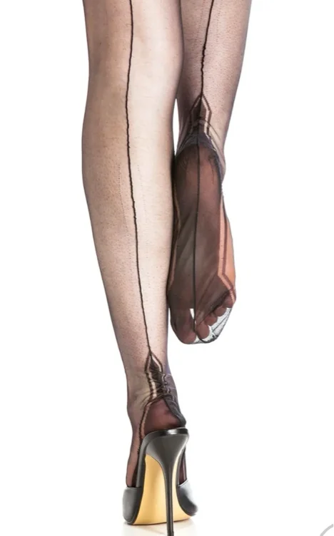 Gio fully fashioned stockings: Manhattan heeled in black 