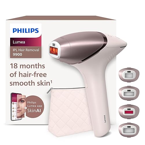 Philips Lumea 9900 Series, IPL-Haarentfernungsgerät, Alternative zur Laserhaarentfernung, SenseIQ und SkinAI Technologie, 4 Aufsätze für Körper, Gesicht, Bikinizone, Akku- und Netzbetrieb, BRI951/00 - BRI951/00 inkl. AI-Funktion