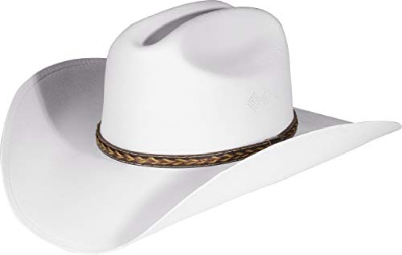 Enimay Western Cowboy & Cowgirl Hat Pinch Front Wide Brim Style - Small-Medium - Classic White