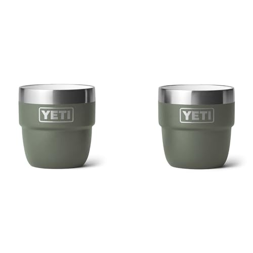 YETI Rambler 4 oz Stackable Cup, Stainless Steel, Vacuum Insulated Espresso/Coffee Cup, 2 Pack, Camp Green - Camp Green