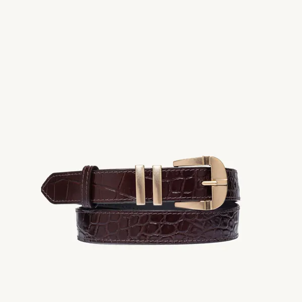 “Vintage” Belt “glossy brown crocodile” - Chylak
