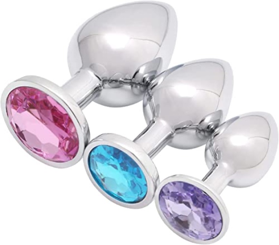 Akstore 3 Pcs Luxury Jewelry Design Fetish Anal Butt Plug (Mixed-1) - Mixed-1