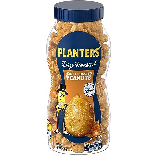 PLANTERS Honey Roasted Peanuts, Sweet and Salty Snacks, Plant-Based Protein, 16 oz Jar - Honey Roasted - 16 Ounce (Pack of 1)