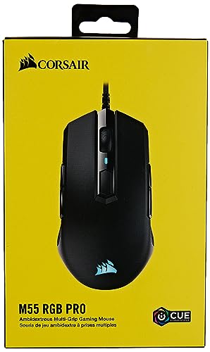 Corsair M55 RGB PRO Multi-Grip Gamer Mouse with Ambidextrous Design Black - CH-9308011-NA - black / black