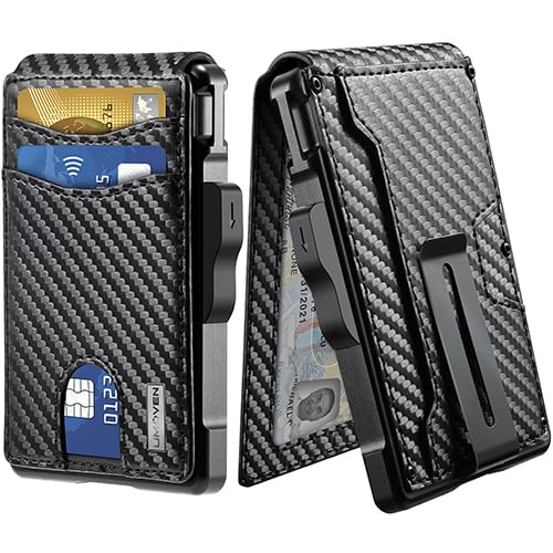 umoven Wallet for Men - with Money Clip Slim Leather Slots Credit Card Holder RFID Blocking Bifold Minimalist Wallet - Black