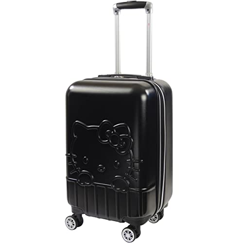 FUL Hello Kitty 21 Inch Carry On Luggage, Molded Hardshell Rolling Suitcase with Spinner Wheels, Black - 21 Inch - Black