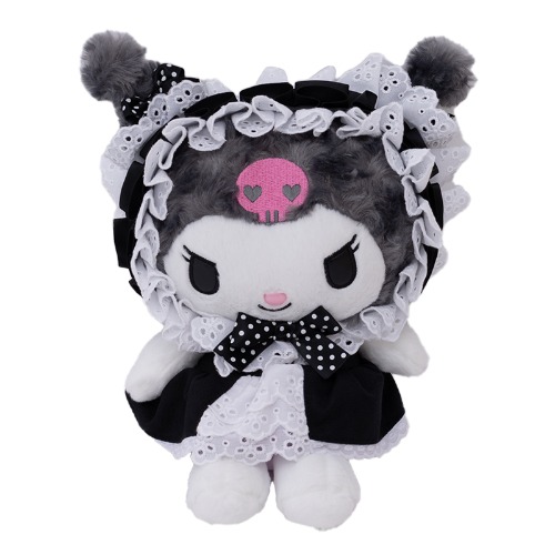 Sanrio Characters Fluffy Lolita Dress with Bonnet 8" Plush | Kuromi (Black Bonnet)