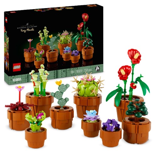 LEGO 10329 Icons Små växter Byggsats för Vuxna, Modellbyggsats med 9 Byggbara Krukor, Byggset med Blommor, Rumsdekoration, Presentidé, från 18 år
