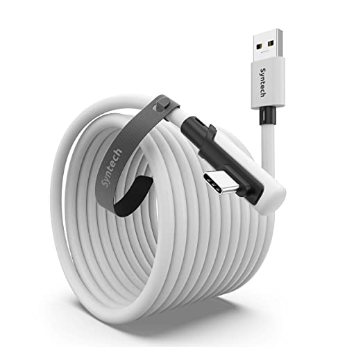 Syntech Link Cable 20 FT Compatible with Meta/Oculus Quest 3, Quest2/Pico4 Accessories and PC/Steam VR, High Speed PC Data Transfer, USB 3.0 to USB C Cable for VR Headset - 20ft - White
