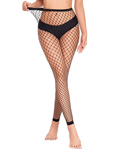 Avidlove Fishnet Stockings Footless High Waist Fishnets Tights Pantyhose for Women - One Size - Black-b2