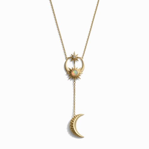 Sun, Moon & Stars Lariat Necklace - 14K Yellow Gold Vermeil