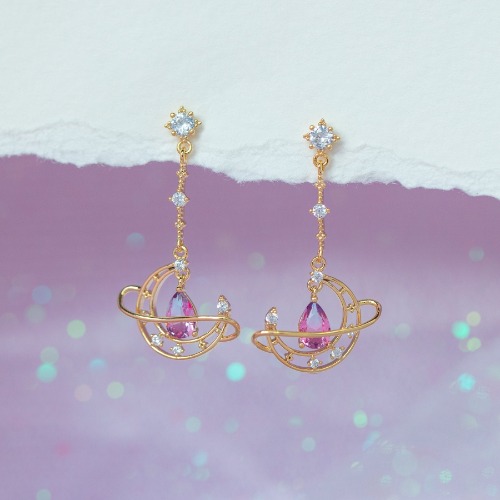Crescent Moon Drop Earrings - Gold