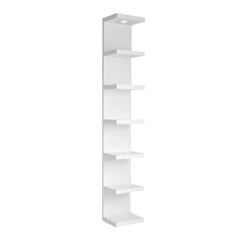 LitaEther Versatile 7 Tier Wall Shelf Unit,White Lack Wall Shelf,Display Floating Shelf with LED Remote Control Light - 7 Tier - White
