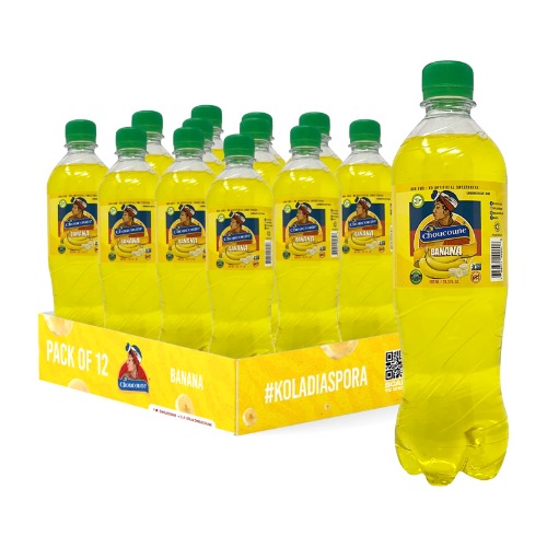 Choucoune Kola Banana Flavor Soda Beverages Bottle Soft Drinks, Non GMO, 11 Pack