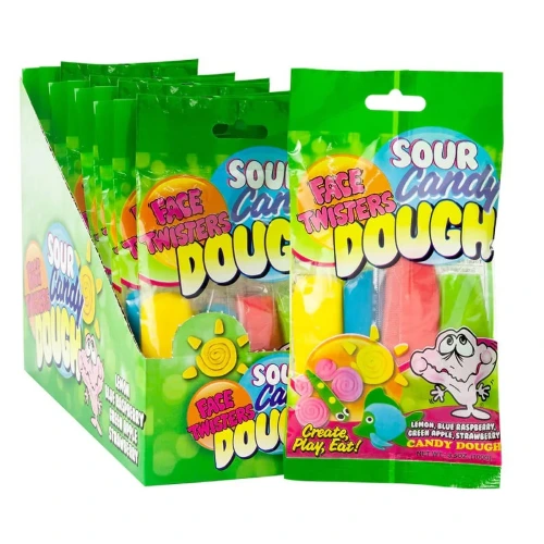 Face Twisters Sour Candy Dough, 3.5 Ounce Bag - 12 Count Display Box