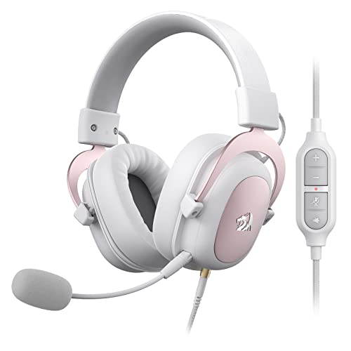 Redragon H510 Zeus White Wired Gaming Headset - 7.1 Surround Sound - Memory Foam Ear Pads - 53MM Drivers - Detachable Microphone - Multi Platforms for PC, PS4/3 & Xbox One/Series X, NS - White H510