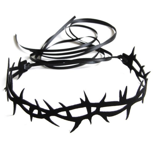 Black Gothic Lace Velvet Thorn Choker - Black
