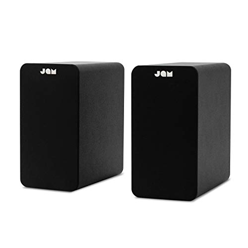 Jam Bluetooth Bookshelf Speakers - Casse Audio Compatte, Altoparlanti Bluetooth Stereo Doppi, Alimentazione Casse Stereo a Rete, Aux-In, Driver 4", Amplificatori Alta Definizione, Bassi Ricchi, Nero - Black