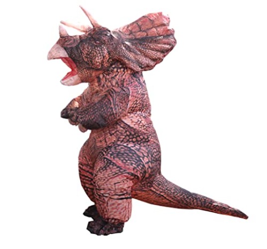 FXICH Gonfiabile Triceratopo Costume Adulto Dinosauro Costumi Gonfiabili Tuta da Salto Aria Blow up Costume Halloween Cosplay Fancy Dress up Costume (marrone)