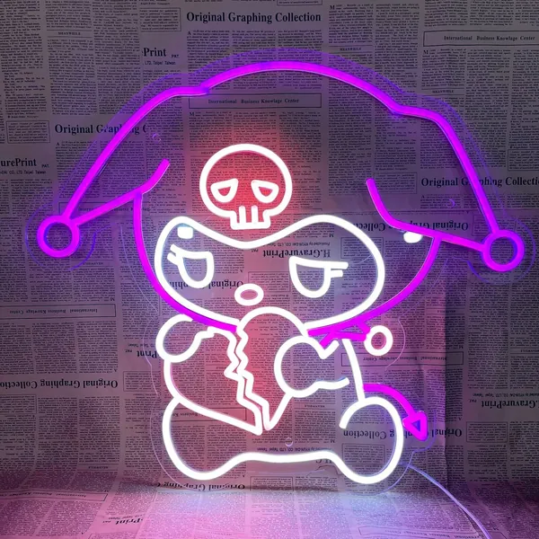 Kuromi Neon Sign | Anime Neon Light Wall Decoration | Custom Neon Sign | Cute Cat Night Light | Bar Neon Sign | Personalized Light