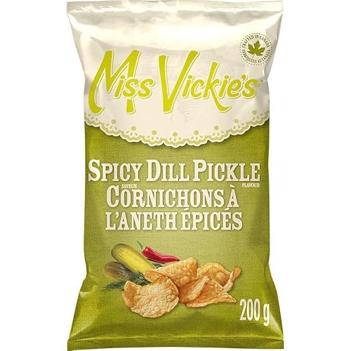 Miss Vickie's Spicy Dill Pickle Kettle Cooked Potato Chips, 200g/7 oz., {Imported from Canada} - Pepper - 7 Ounce (Pack of 1)