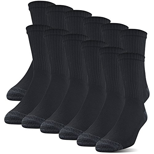 Gildan Men's Polyester Half Cushion Mid-crew Socks, 12-pack - Shoe Size: 6-12 - Black