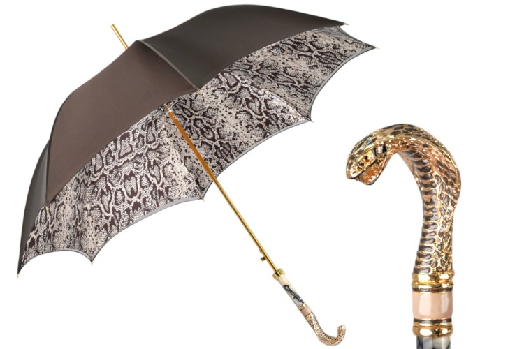 Snake Charmer: il Marchesato Umbrella with Cobra Handle in Gold | Default Title