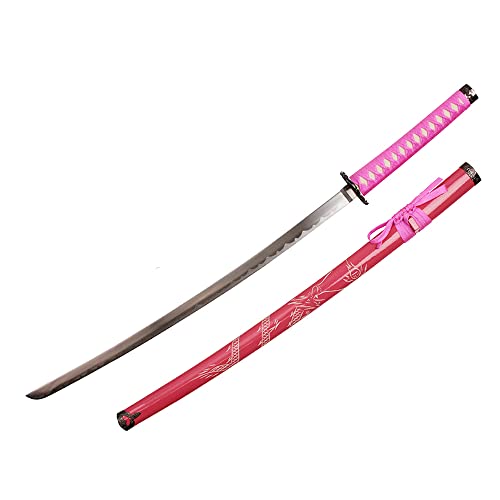 Katana Sword Dragon Sword Real Swords with Metal Blades Japanese Martial Arts Training Sword Practice Sword Tactical Ninja Sword Real Sword Costume Sword 50339 - Pink