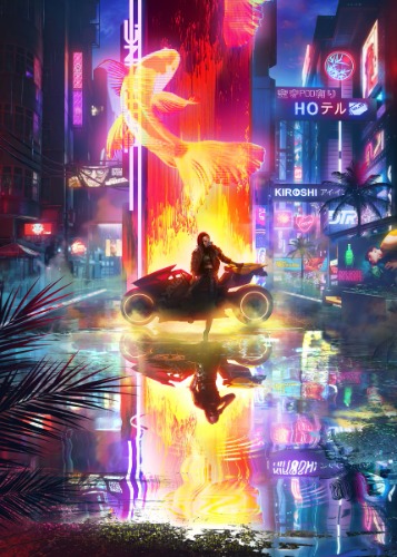 Cyberpunk Reflection Metal Poster