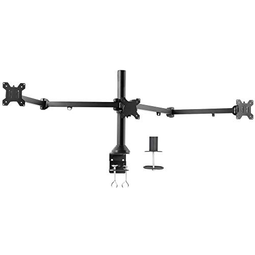 VIVO Triple 23 to 32 inch LED LCD Computer Monitor Desk Mount VESA Stand, Heavy Duty Fully Adjustable Tilt, Swivel, and Rotation, Fits 3 Screens, Black, STAND-V103 - Black