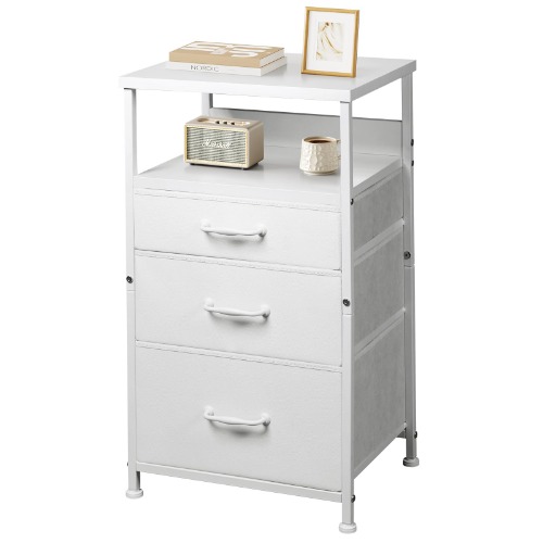 YeTom Side Table, Sofa with 3 Drawers, Bedroom, Night Table, Scandinavian 4 Tiers, Slim Side Chest, Stylish, Clothes, Storage Chest, Bed, Sofa, Side Table, 15.7 x 11.7 x 27.0 inches (40 x 29.8 x 68.5 - white