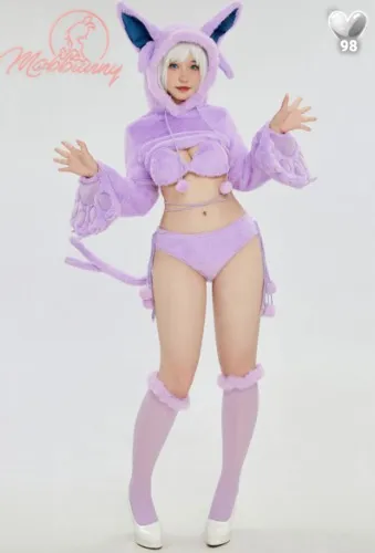 PM Derivative Furry Paw Sexy Lingerie Kawaii Purple Plush Homewear Paw Gloves Hoodie and Bra Panty with Stockings