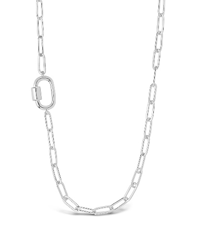 Polished Carabiner Station Necklace | Silver