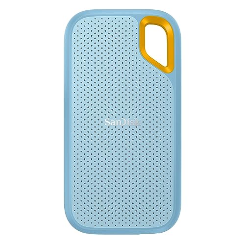 SanDisk 4TB Extreme Portable SSD - Up to 1050MB/s, USB-C, USB 3.2 Gen 2, IP65 Water and dust Resistance, Updated Firmware, Sky Blue - External Solid State Drive - SDSSDE61-4T00-G25B - Sky Blue - 4TB