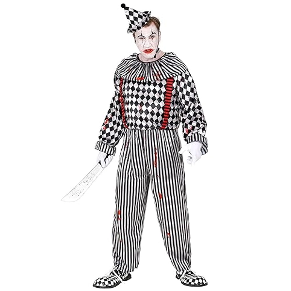 Widmann - Costume retro clown, horror, killer clown, harlequin, joker, psycho, Halloween, fancy dress costumes