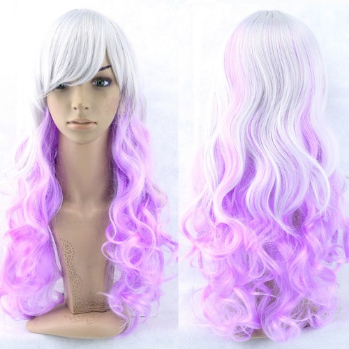 Multi-Color Long Wigs - White Purple