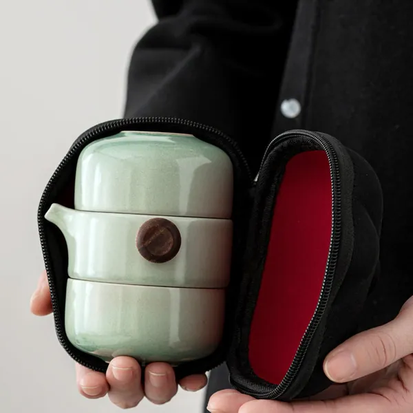 Embersceramic Ceramic Teapot with 2 Cups Portable Office Tea Set