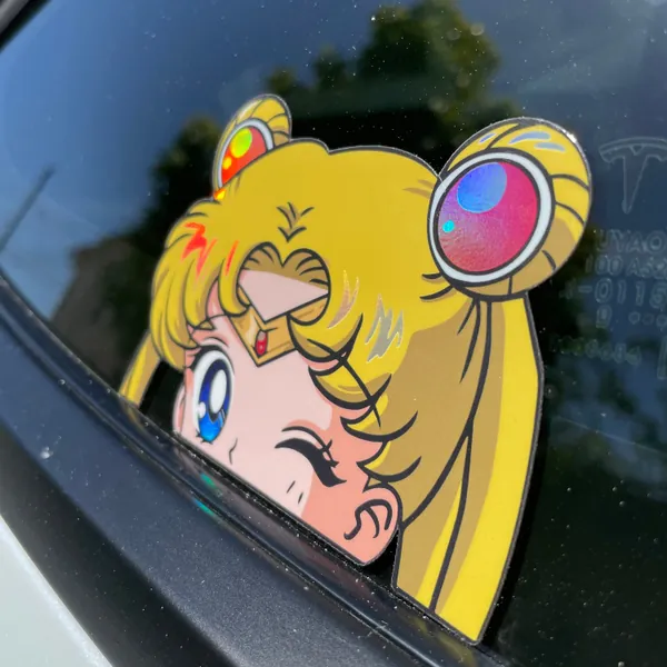 Holographic Sailor Moon Usagi Weatherproof Waterproof Sticker Vinyl for Outdoor and Indoor Use Anime Peekers Decals