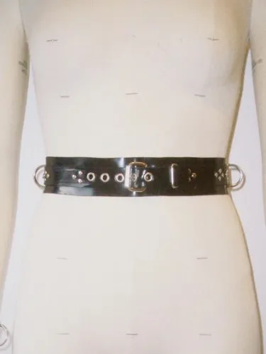MM Latex Bound Waist Belt in Black Size S