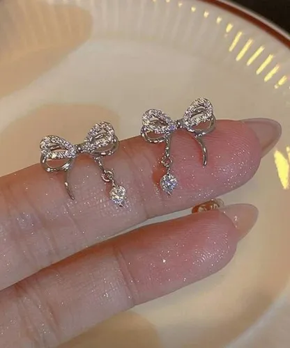 Brincos pendentes strass decoração de arco | SHEIN Brasil