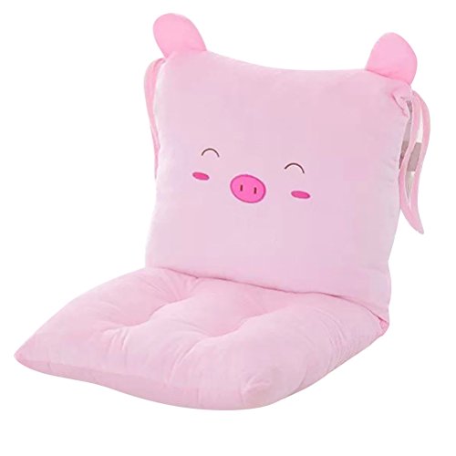 ChezMax Chair Cushion Plush Seat Cushion Back Cushion with Ties, Detachable Thickened Desk Chair Pads, Cartoon Waist Pillow Cushion Decor for Chair Car Office Patio Wheelchair, Cartoon Pig - A-pink Pig
