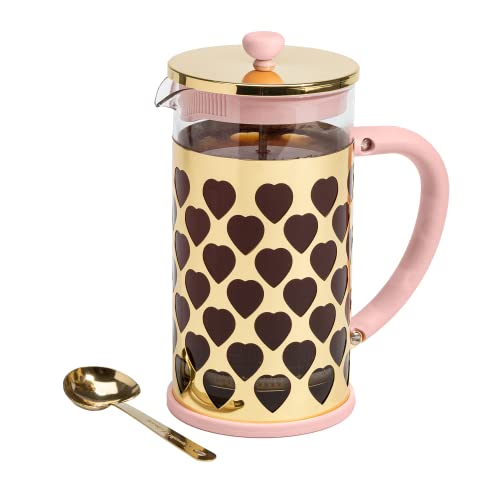 Paris Hilton French Press Coffee Maker With Heart Shaped Measuring Scoop, 2-Piece Set, 8-Cup or 34-Ounce, Pink - Coffee Maker