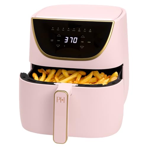 Paris Hilton Air Fryer, Large 6-Quart Capacity, Touchscreen Display, 8-in-1 (Air Fry, Roast, Broil, Bake, Reheat, Keep Warm, Pizza, Dehydrate), Dishwasher Safe and Nonstick Basket and Crisper, Pink - 6-Quart - Pink