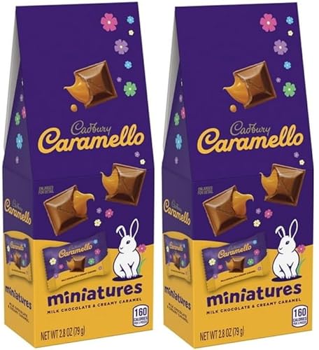 Pack of 2 Cadbury Caramello Miniatures Milk Chocolate Caramel Easter Candy, Gift Bag 2.8 oz - Cadbury Caramello Miniatures (2 Count)