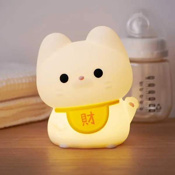 Chibi Cat Night Light Cute White Cat LED Lights Kitten Room Decor