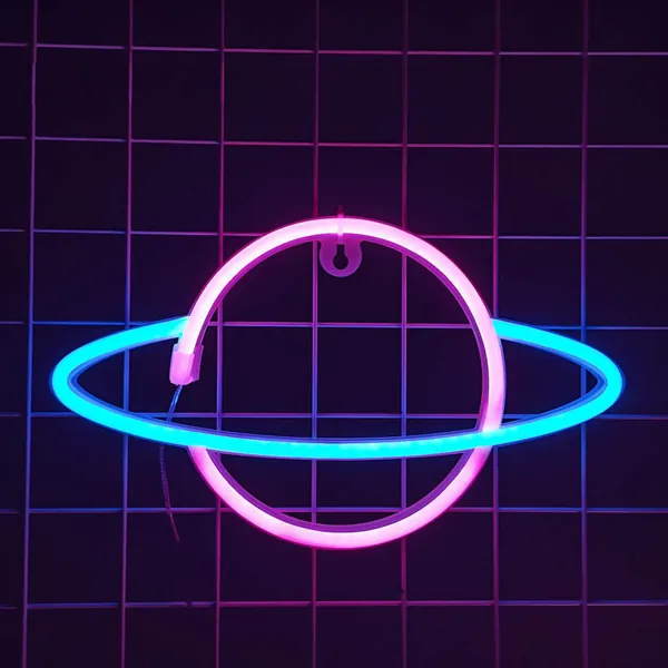 Planet Neon Sign: Celestial Wall Decor